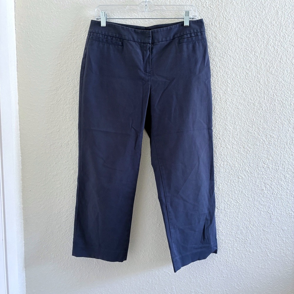Lafayette 148 Cropped Trouser Women Size 6 Navy Blue Quiet Luxury Office Capsule